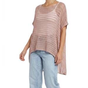 NEW B & K MODA open weave knit top in dusty rose